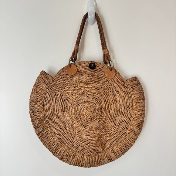 Sans-Arcidet Paris Large Nova Raffia Round Tote Bag Hand-Woven Corroon Collab - Picture 7 of 8